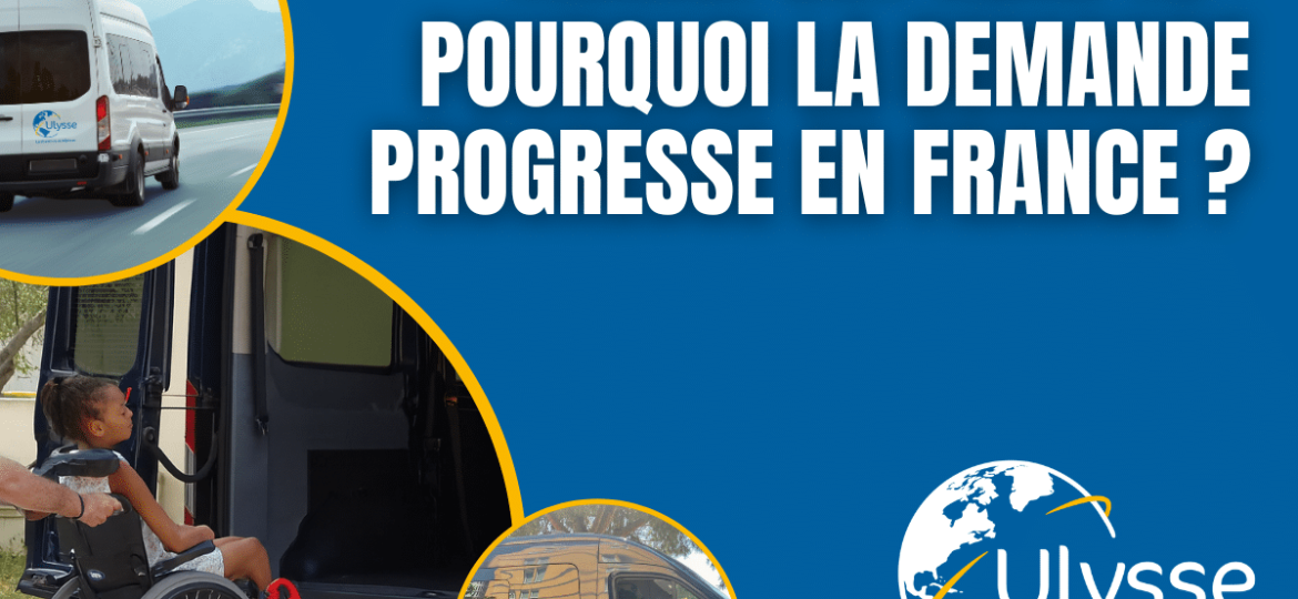 Véhicule Ulysse et accompagnement d’une personne en fauteuil roulant illustrant le transport adapté et la mobilité inclusive en France